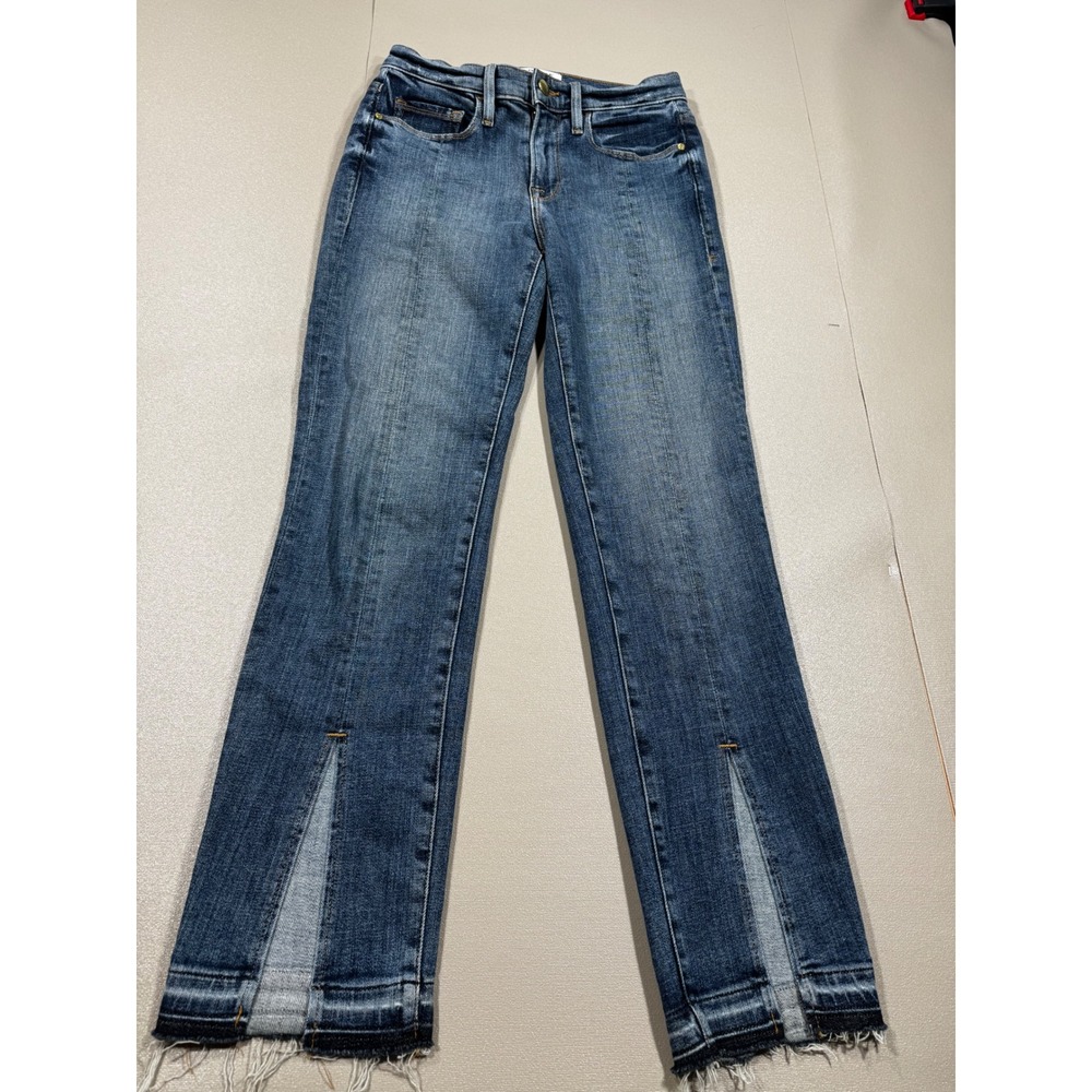 FRAME Le Nouveau Straight Jeans Blue Split Raw‎ Hem 24